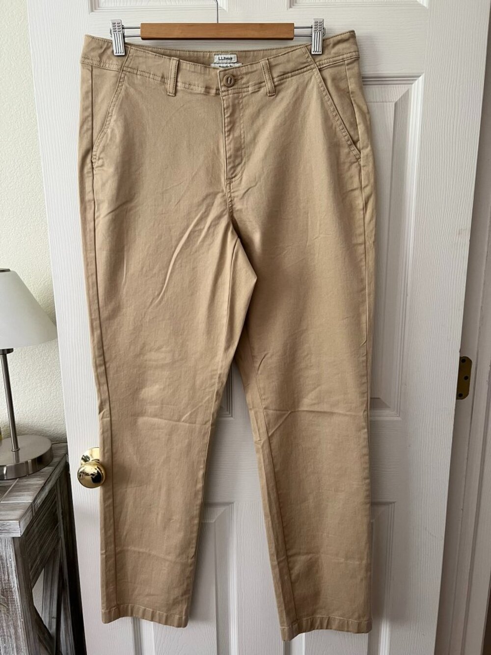L.L.Bean Favorite Fit Organic Cotton Chino Pants 12 MT Khaki